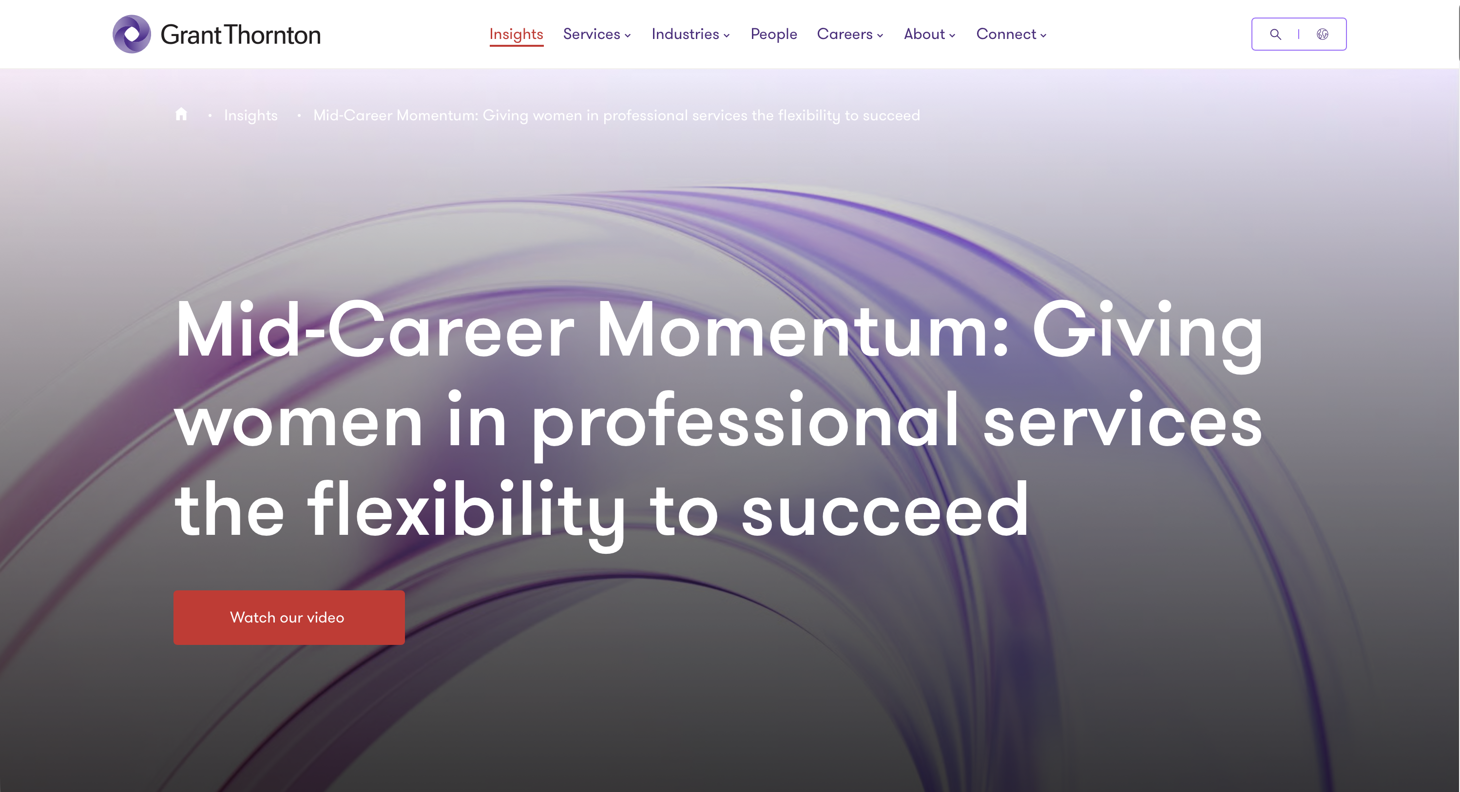 Mid-Career Momentum campaign — abstract forms in pink and purple